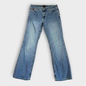 Vintage Tommy Hilfiger Hipster Flare Jeans 9/30 Y2K Mid Rise Flag Pocket 1999
